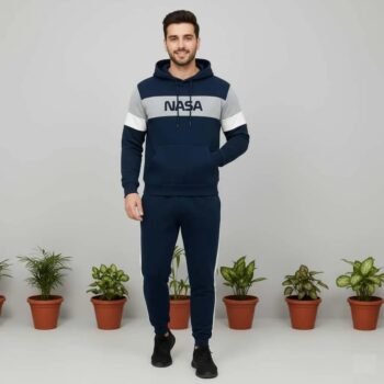 2 Pcs Men's Fleece Printed Hoodie Tracksuit