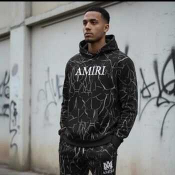 2 Piece AMIRI Fleece Graphic Sublimation Hoodie Tracksuit